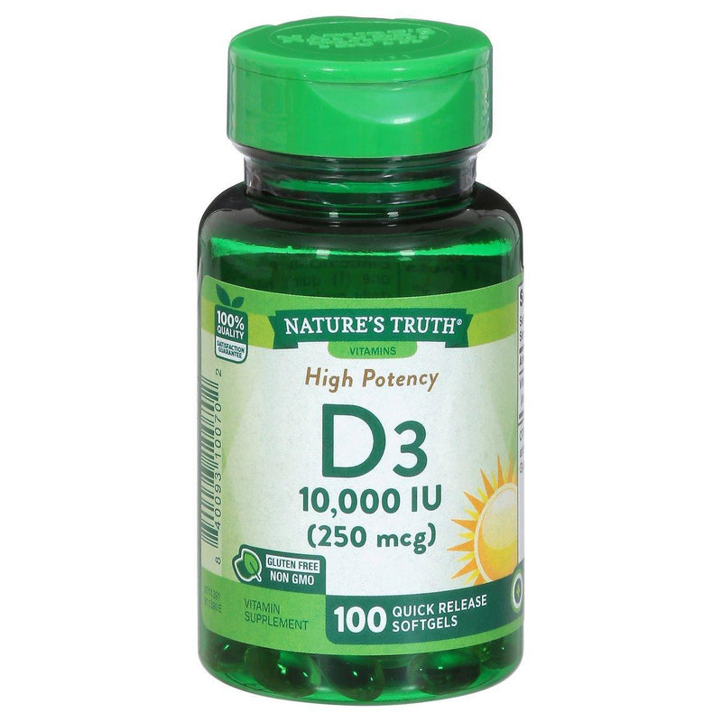 Nature's Truth Nature's Truth Vitamin D3, High Potency, 250 Mcg, Quick Release Softgels Vitamins & Supplements White Smoke