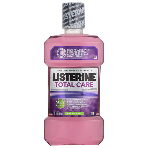 Listerine Listerine Total Care Mouthwash, Anticavity, Fluoride, Fresh Mint 1.0 L Mouthwash White Smoke