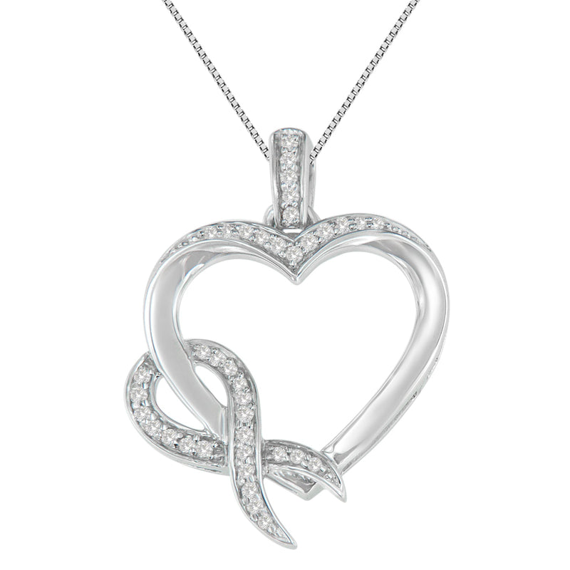 Bids.com .925 Sterling Silver 1/6 cttw Diamond Heart Pendant Necklace (H-I, I1-I2) Necklaces White Smoke White.Sterling Silver / 18