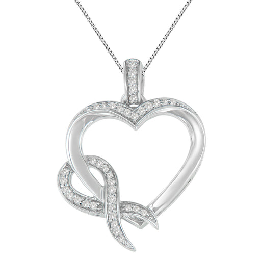 Bids.com .925 Sterling Silver 1/6 cttw Diamond Heart Pendant Necklace (H-I, I1-I2) Necklaces White Smoke White.Sterling Silver / 18