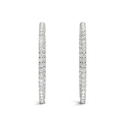Bids.com 14k White Gold Diamond Hoop Earrings with Shared Prong Setting (2 cttw) Earrings White Smoke White Gold