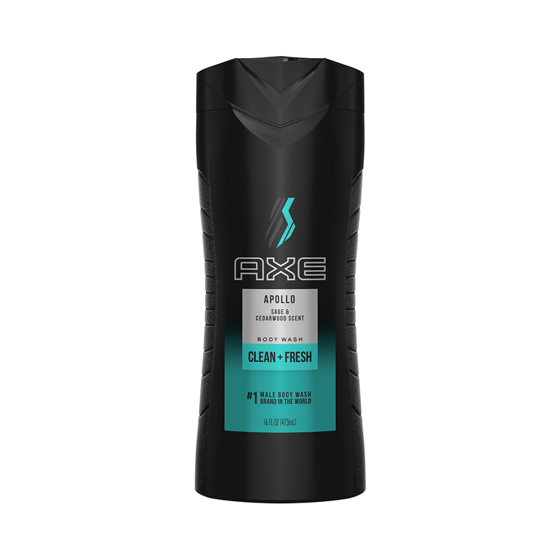 AXE AXE Body Wash, Apollo, Sage & Cedarwood, 12H Refreshing Scent 16 Fl Oz Body Wash Black