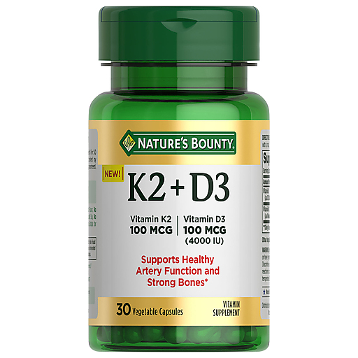 Nature's Bounty Nature's Bounty Vitamin K2 + D3, 100 Mcg, Vegetable Capsules Vitamins & Supplements White Smoke