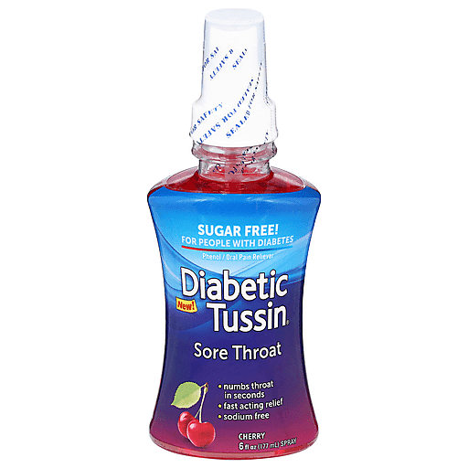 Diabetic Tussin Diabetic Tussin Sore Throat, Sugar Free, Spray, Cherry 6 Fl Oz Medicine & Drugs White Smoke