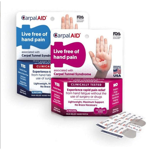 ब्रांड CarpalAid ब्रांड CarpalAid Pain Relief Hand Patch - 6 Patches For Larger Hands White Smoke