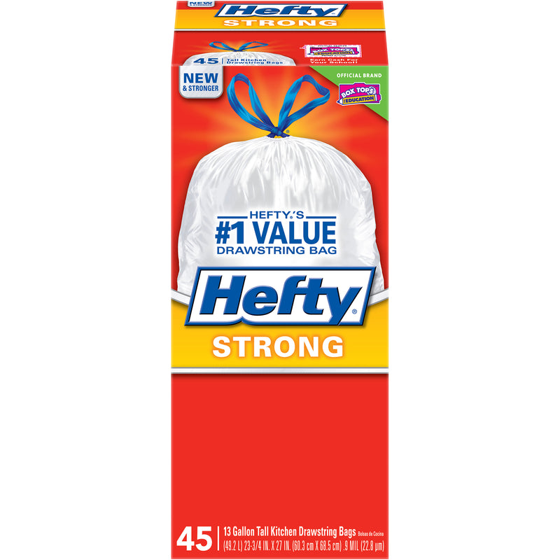 Hefty Hefty 13 Gallon Strong Drawstrings Tall Kitchen Bags Bread Boxes & Bags Orange Red
