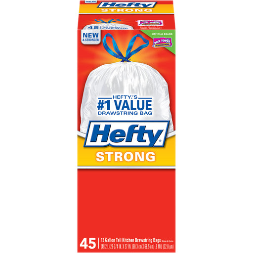 Hefty Hefty 13 Gallon Strong Drawstrings Tall Kitchen Bags Bread Boxes & Bags Orange Red