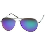 zeroUV Retro Flash Color Mirrored Lens Metal Aviator Sunglasses 1485 Sunglasses White Smoke Midnight