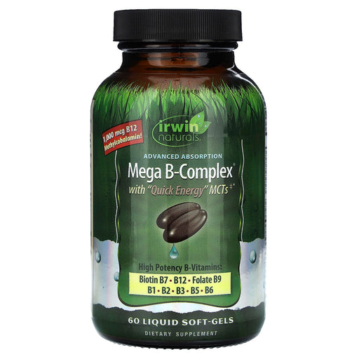 Irwin Naturals Irwin Naturals® Mega B-Complex – With Quick Energy MCTs – 60 Liquid Soft-Gels Vitamins & Supplements White Smoke