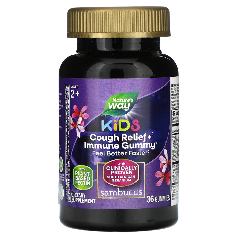 Nature's Way Nature's Way Cough Relief + Immune - Kids / Ages 2+  (Gummies) Sambucus Health & Beauty Black