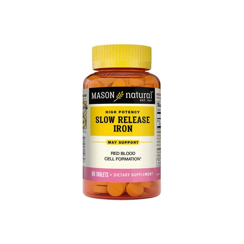 Mason Natural Mason Natural High Potency Slow Release Iron 50 Mg 60 Tablets Vitamins & Supplements White Smoke