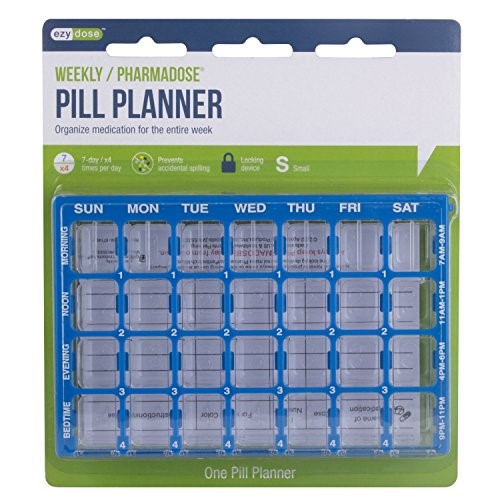 Ezy Dose Pharmadose Weekly Pill Planner, 4-Dose Per Day (7 Day/28 Compartments) Health Care Light Gray