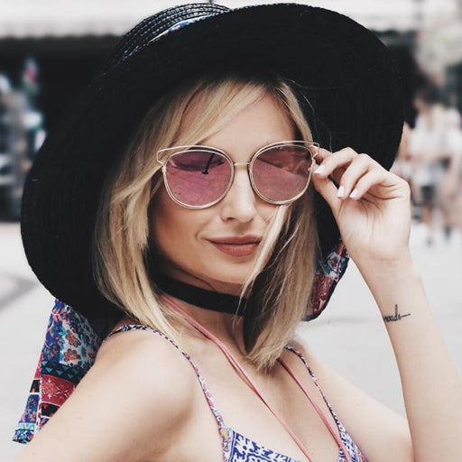 zeroUV Women's Modern Flat Lens Cat Eye Metal Sunglasses A323 Sunglasses Black Gold Pink Mirror,Silver Silver Mirror,Gold Blue Mirror,Gold Gold Mirror,Black Purple Mirror