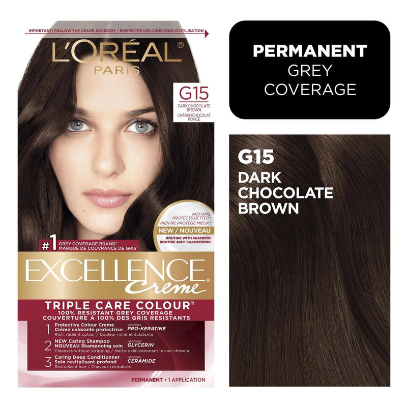 Excellence Excellence L'Oreal Paris Triple Protection Permanent Hair Color - 6.3 Fl Oz - 4AR Dark Chocolate Brown - 1 Kit Hair Color Black