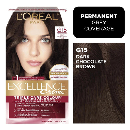 Excellence Excellence L'Oreal Paris Triple Protection Permanent Hair Color - 6.3 Fl Oz - 4AR Dark Chocolate Brown - 1 Kit Hair Color Black