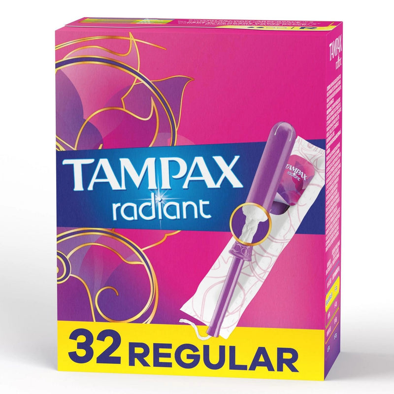 Tampax Tampax Radiant Plastic Tampons, Regular Absorbency, Unscented Tampons White Smoke