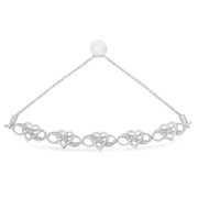 Bids.com .925 Sterling Silver Miracle Set Diamond Accented Infinity Hearts 6â€-9â€ Adjustable Bolo Bracelet (H-I Color, I2-I3 Clarity) Bracelets White Smoke White.Sterling Silver / 7
