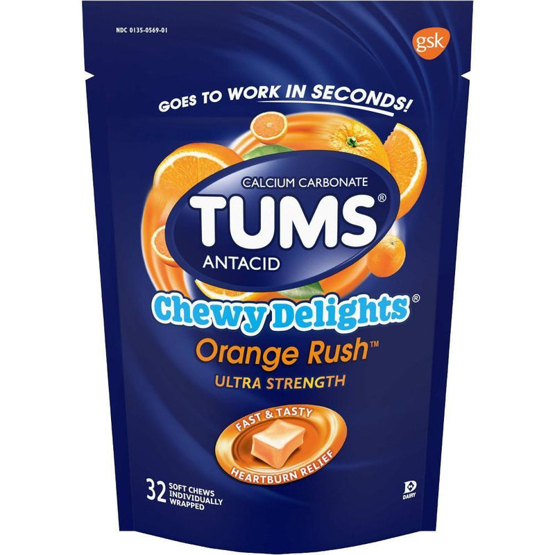 Tums Tums Chewy Delights Antacid, Ultra Strength, Soft Chews, Orange Rush Health & Beauty White Smoke