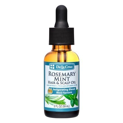 De La Cruz De La Cruz Rosemary Mint Oil, Natural Nourishing Hair And Scalp Blend, Enriched With Castor Oil, 2 FL OZ Hair Care White Smoke