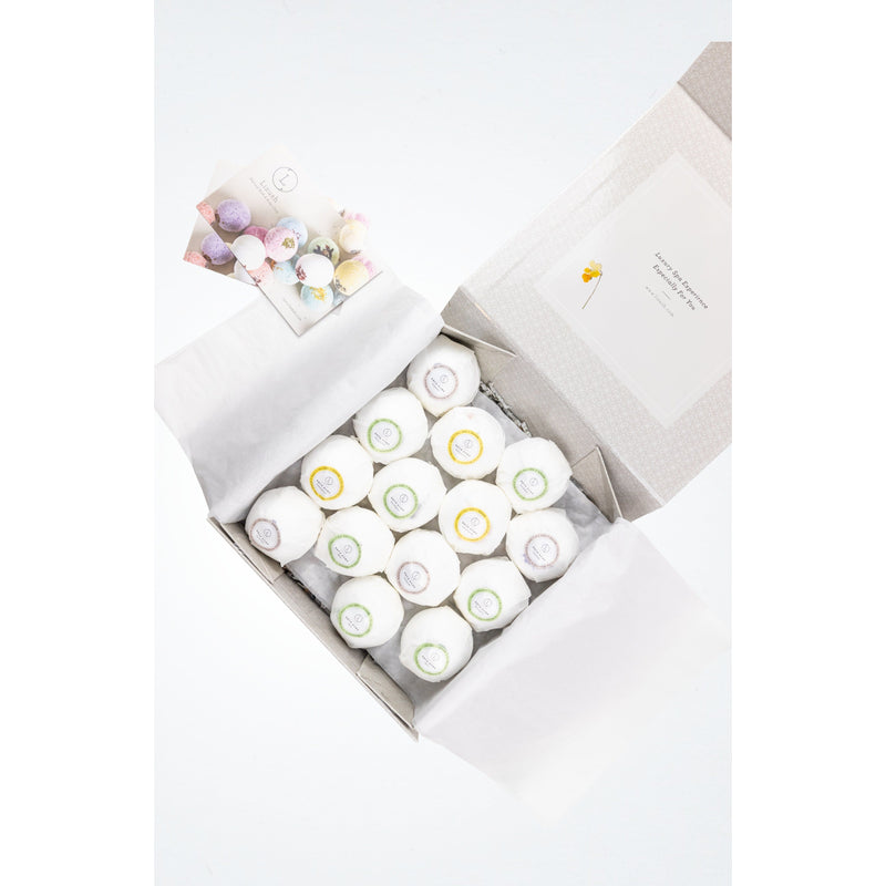Lizush Bath Bombs Gift Box, Set of 14 Big 100% Natural Relaxing Bath Bombs BATH BOMBS White Smoke No,Yes