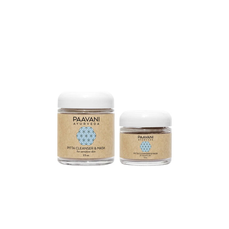 Paavani Ayurveda Pitta Cleanser & Mask | Ayurvedic Cleansing Grains for Sensitive, Inflamed Skin simple White Smoke 4 oz / Glass Jar,4 oz / Compostable Refill,2 oz / Glass Jar
