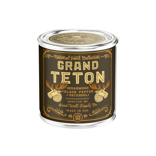 Good & Well Supply Co Grand Teton National Park Candle Candles Dark Olive Green Half Pint / 8oz / Cotton Wick,Pint / 14oz / Cotton Wick