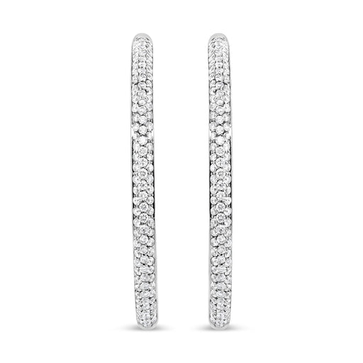 Bids.com 18K White Gold 2.00 Cttw Round-Cut Diamond Inner-Outer Hoop Earrings (F-G Color, VS1-VS2 Clarity) Earrings White Smoke White.Gold / 2.01