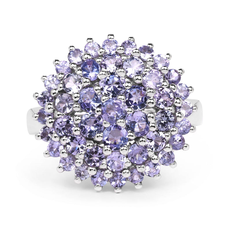 Bids.com 2.52 Carat Genuine Tanzanite .925 Sterling Silver Ring Rings White Smoke size 7.00,size 6.00,size 8.00,size 9.00,size 5.00