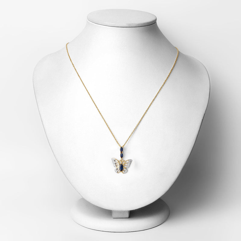 Bids.com 0.92 Carat Genuine Blue Sapphire and White Zircon .925 Sterling Silver Pendant Pendants White Smoke