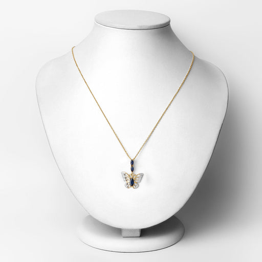 Bids.com 0.92 Carat Genuine Blue Sapphire and White Zircon .925 Sterling Silver Pendant Pendants White Smoke
