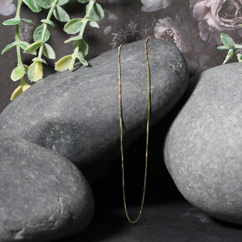 Bids.com 14k Yellow Gold Classic Box Chain 0.6mm Necklaces Black 13 / Yellow Gold,16 / Yellow Gold,17 / Yellow Gold,18 / Yellow Gold,20 / Yellow Gold,24 / Yellow Gold