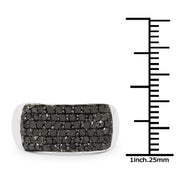 Bids.com 1.21 Carat Genuine Black Diamond .925 Sterling Silver Ring Rings White Smoke size 7.00,size 6.00,size 8.00,size 9.00