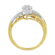 Bids.com 10K Yellow and White Gold 1/2 Cttw Diamond Marquise Shaped Cluster Split Shank Ring (H-I Color, SI2-I1 Clarity) - Size 7 Rings White Smoke 5 / YellowWhite.Gold,8 / YellowWhite.Gold,6 / YellowWhite.Gold,7 / YellowWhite.Gold