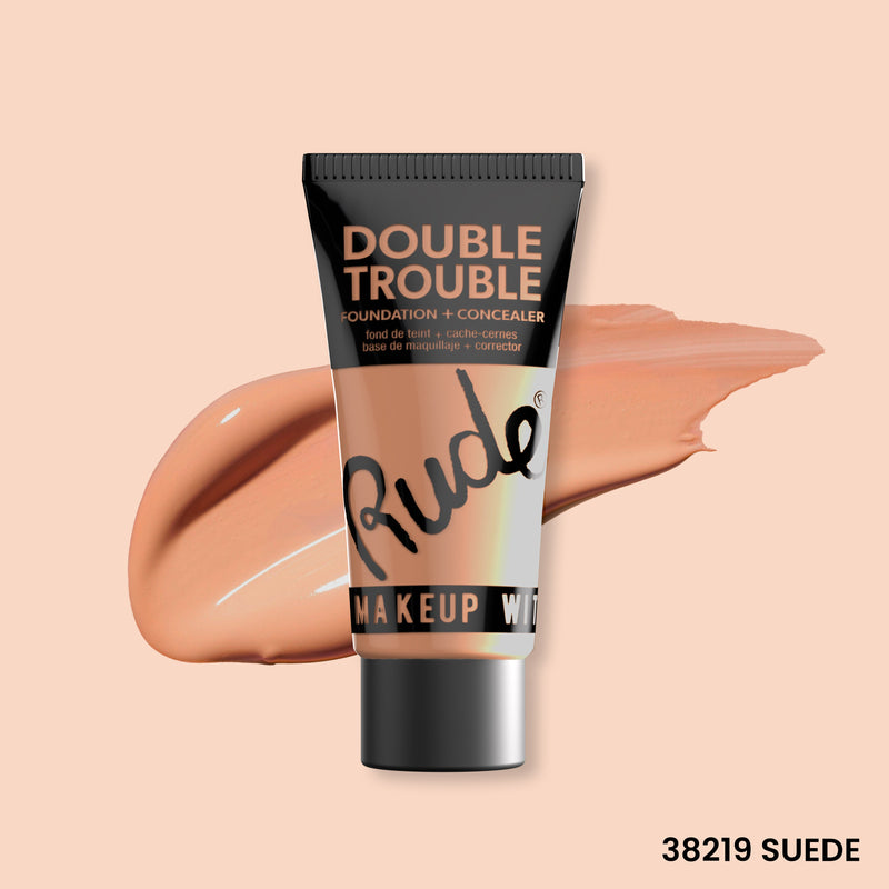 Rude Cosmetics Double Trouble Foundation and Concealer Foundation Peach Puff Suede 15