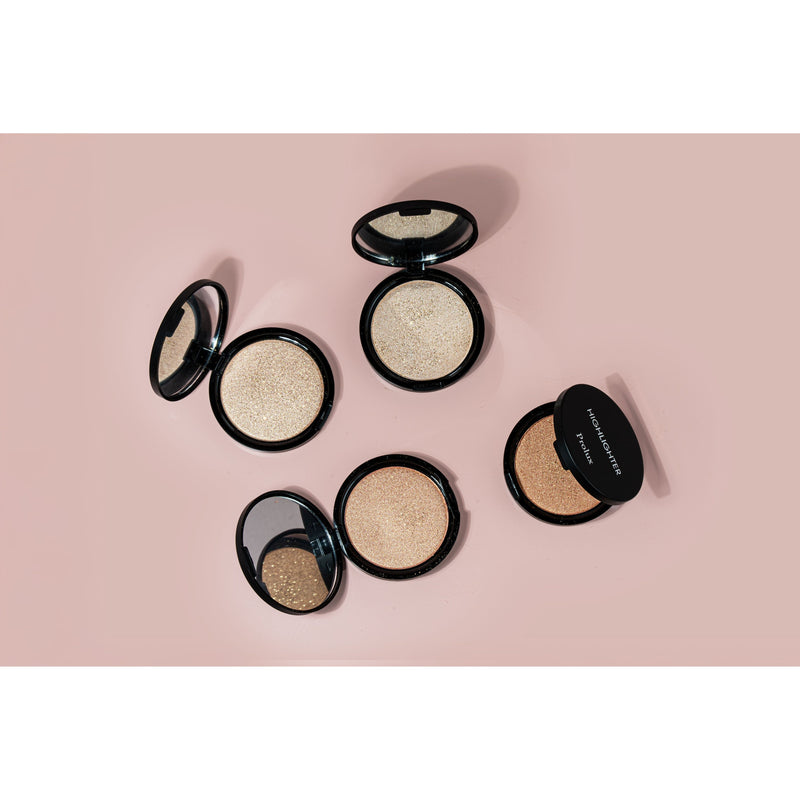 Prolux Cosmetics Highlighter Makeup Powder Highlighter Gray #1 Moonlight,#2 Champagne,#3 Glow,#4 Rose Gold