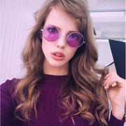 zeroUV Retro Hippie Metal Lennon Round Color Lens Sunglasses Sunglasses Thistle Silver Purple,Silver Blue,Silver Red,Silver Pink,Black Smoke,Gold Brown,Gunmetal Smoke