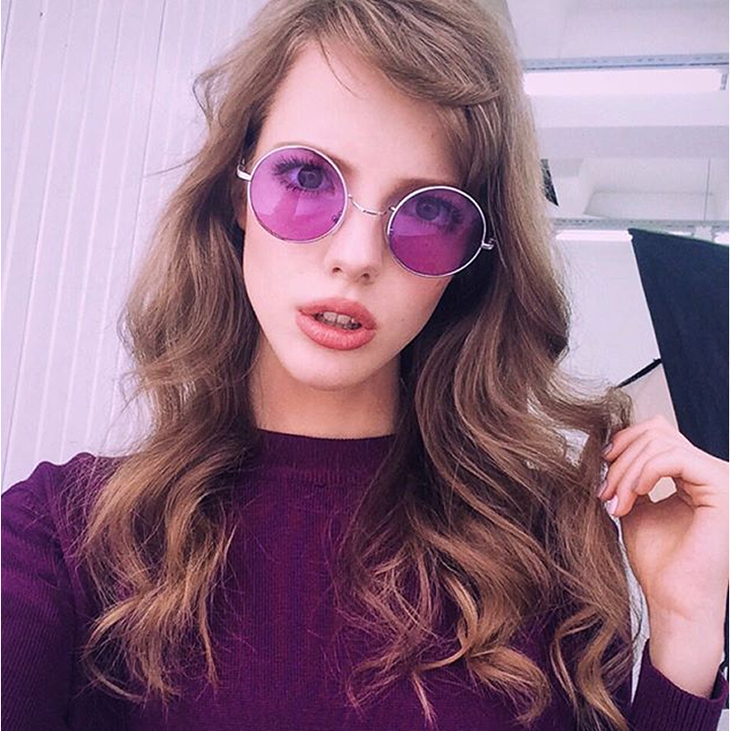 zeroUV Retro Hippie Metal Lennon Round Color Lens Sunglasses Sunglasses Thistle Silver Purple,Silver Blue,Silver Red,Silver Pink,Black Smoke,Gold Brown,Gunmetal Smoke