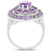Bids.com 2.67 Carat Genuine Amethyst .925 Sterling Silver Ring Rings White Smoke size 6.00,size 8.00,size 7.00,size 9.00