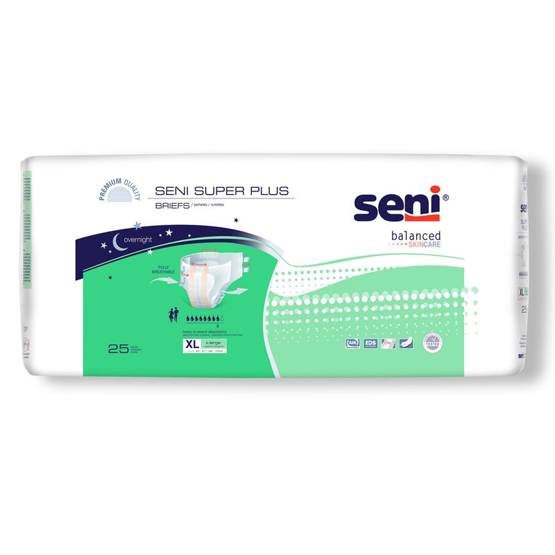 Seni Seni Super Plus Adult Incontinence Brief XL Heavy Absorbency Breathable / Overnight, S-XL25-BP1, Severe Incontinence Aids White Smoke