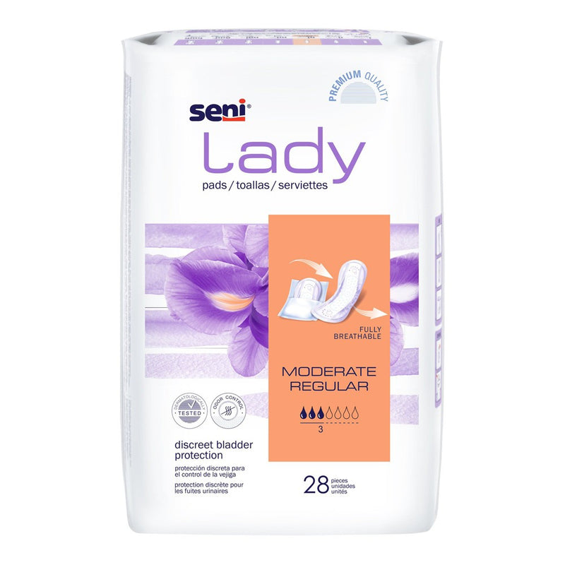 Seni Seni Lady Moderate Female Incontinent Pad Regular Length 10" L S-3P28-PS1 Incontinence Aids White Smoke