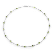 Bids.com 6.30 Carat Genuine Peridot .925 Sterling Silver Necklace Necklaces White Smoke size 18.00