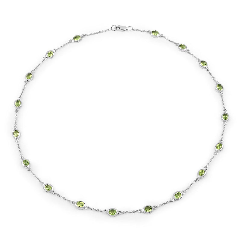Bids.com 6.30 Carat Genuine Peridot .925 Sterling Silver Necklace Necklaces White Smoke size 18.00