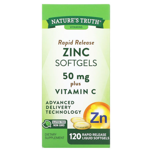 Nature's Truth Nature's Truth® Zinc 50 mg Plus Vitamin C – Rapid Release Liquid Softgels Vitamins & Supplements White Smoke