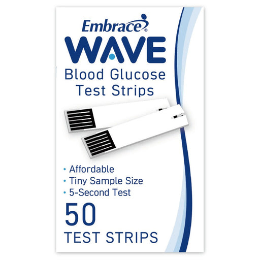 Embrace Embrace WAVE Blood Glucose Test Strips, Box Of 50 Blood Glucose Test Strips White Smoke