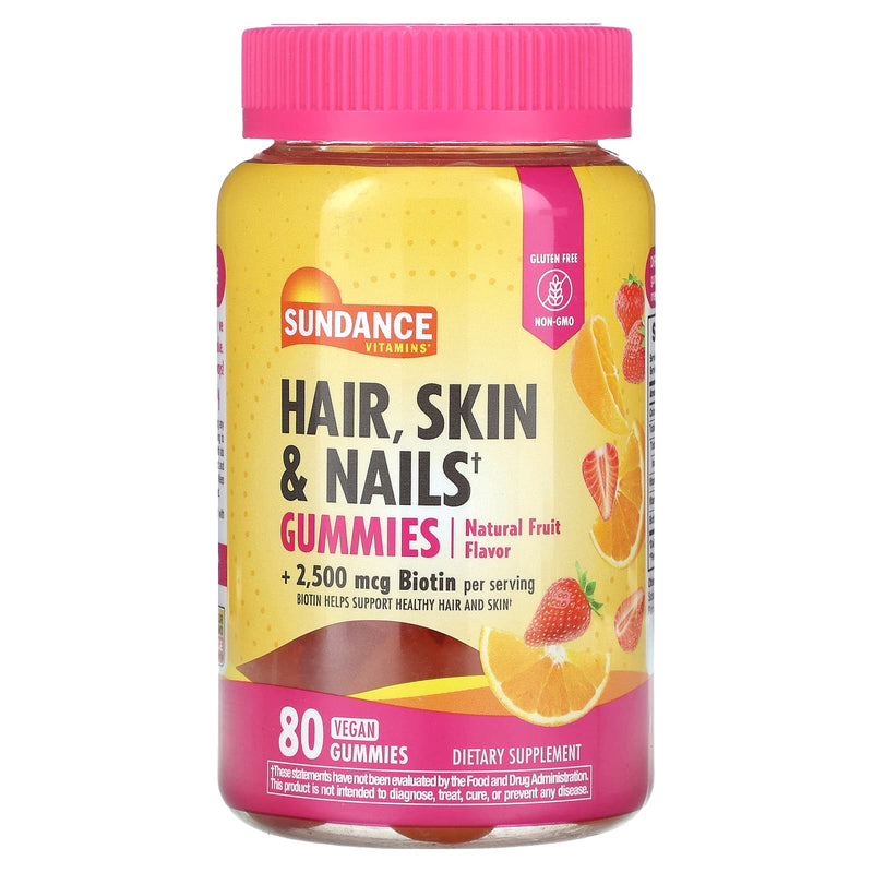 Sundance Sundance Hair - Skin & Nails Gummies, 80 Tabs Nails Hot Pink