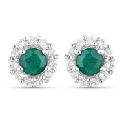 Bids.com 1.81 Carat Dyed Emerald and White Topaz .925 Sterling Silver Jewelry Set Jewelry Sets White Smoke One,size 18.00,size 20.00