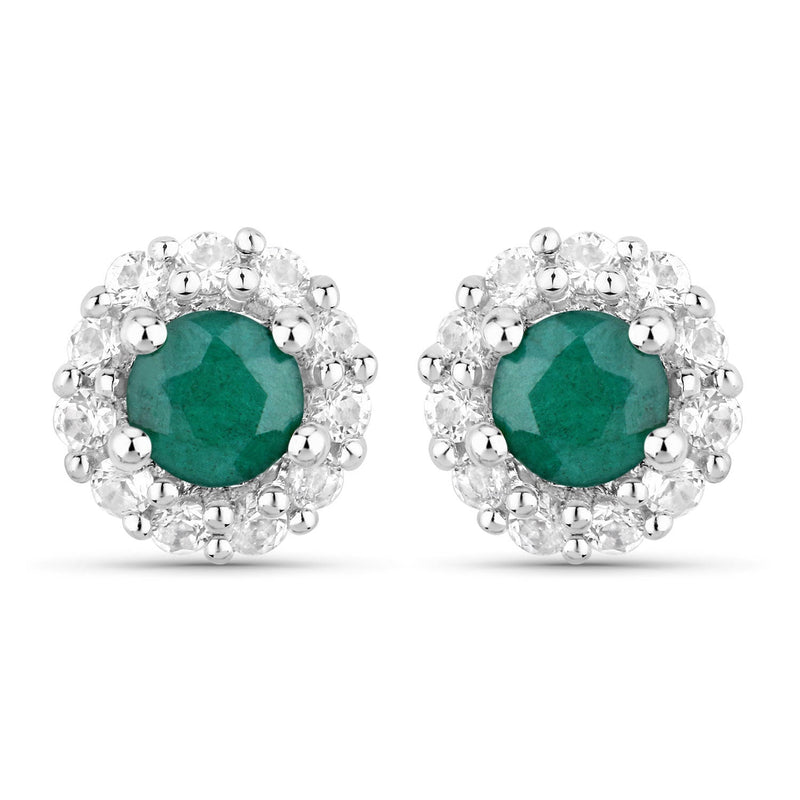 Bids.com 1.81 Carat Dyed Emerald and White Topaz .925 Sterling Silver Jewelry Set Jewelry Sets White Smoke One,size 18.00,size 20.00