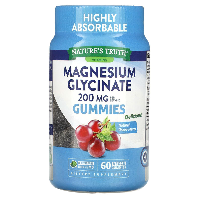 Nature's Truth Nature's Truth Magnesium Glycinate, 200 Mg, Gummies, Delicious Sour Grape Flavor Vitamins & Supplements White Smoke