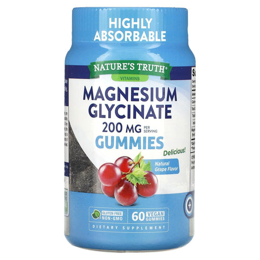 Nature's Truth Nature's Truth Magnesium Glycinate, 200 Mg, Gummies, Delicious Sour Grape Flavor Vitamins & Supplements White Smoke