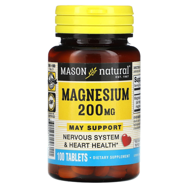 Mason Natural Mason Natural Magnesium, 200 Mg, 100 Tablets Vitamins & Supplements White Smoke